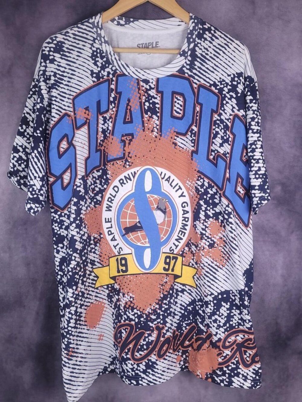 Staple blue orange tie-dye AOP t-shirt